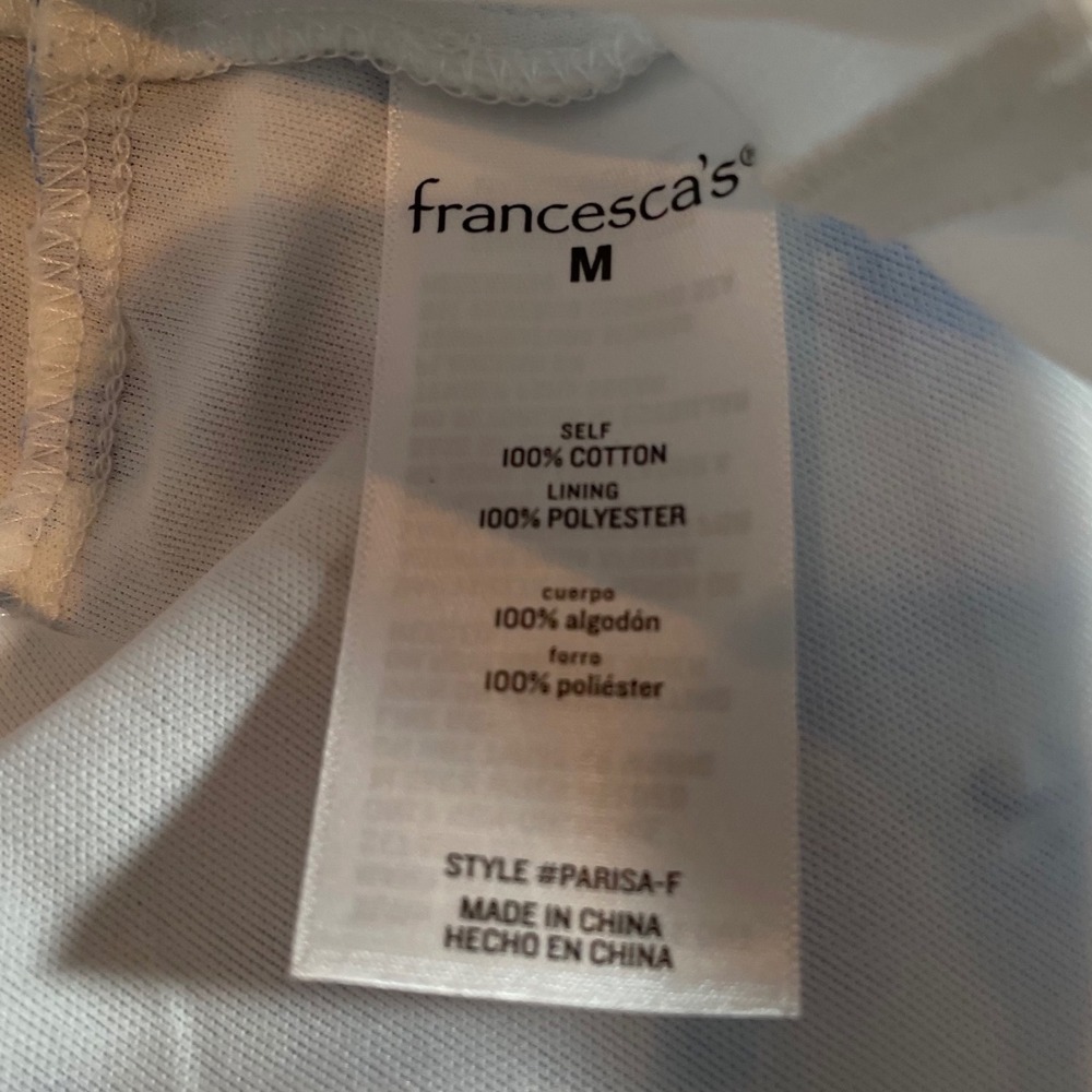 Francescas Mi Ami Blue Floral Ruffle Tiered Mini Dress Spaghetti Strap Smocked M - Picture 4 of 6
